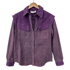 Claudie Pierlot Goat Suede Shirt Jacket Shacket Size 36/Small Purple Western